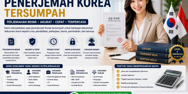 Biaya Penerjemah Korea Tersumpah