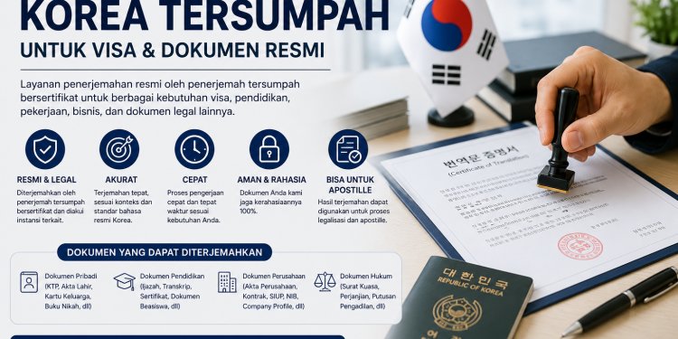jasa translate tersumpah korea